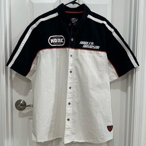 2012 Harley-Davidson Men's Black and White Button Down Shirt